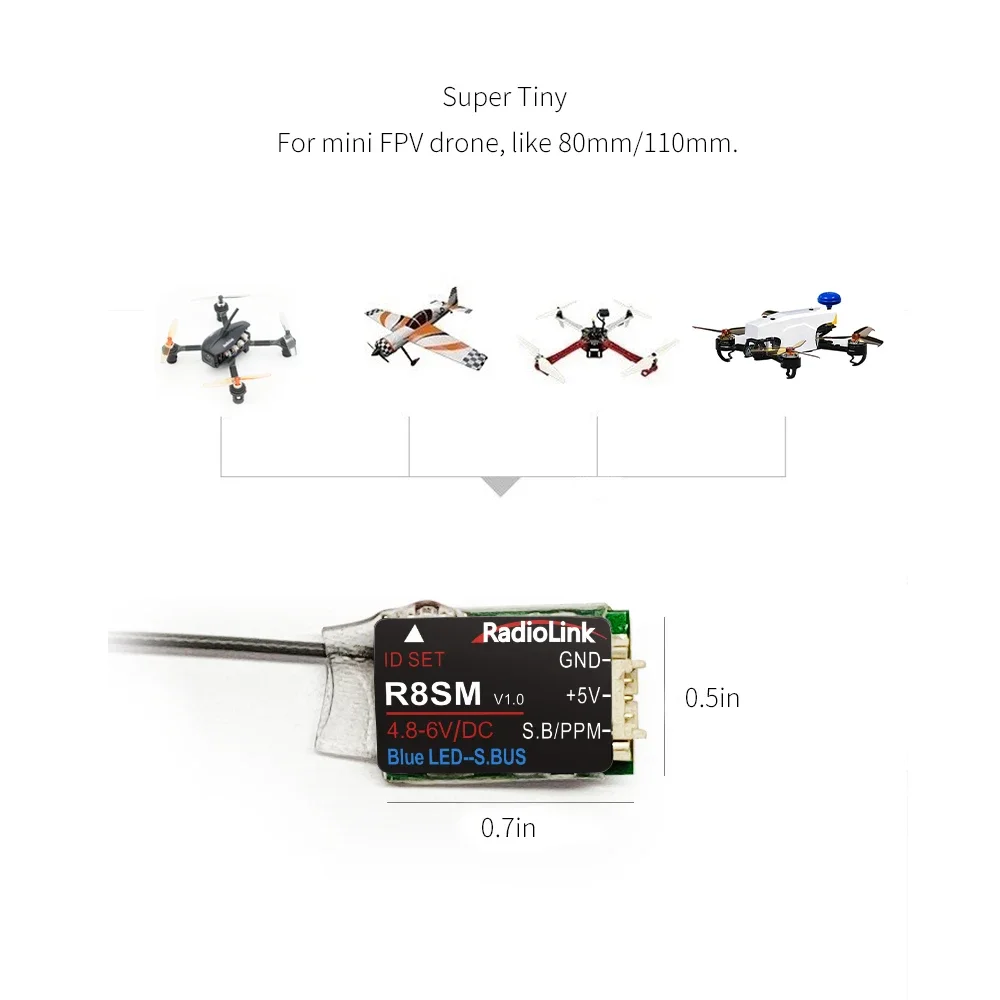 Radiolink R8SM 8CH Mini RC Rec - Receiver Sbus 8Ch recension och pris