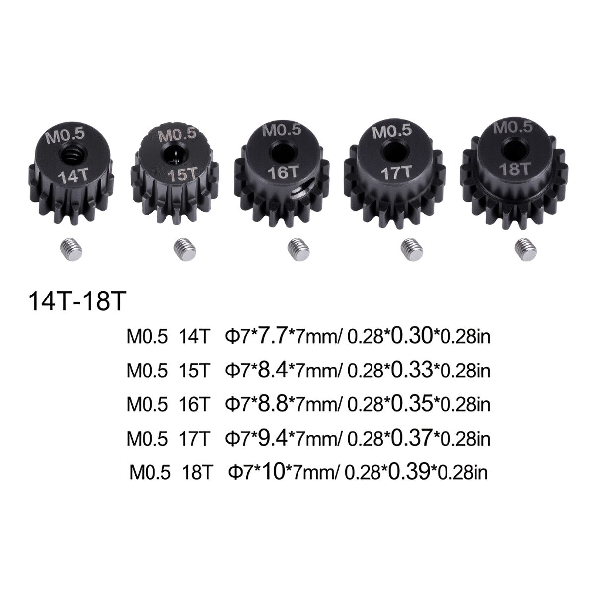 M0.5 2mm Shaft 14T-18T Metal P - Rc Hobby Shops recension och pris